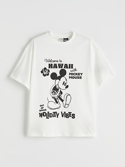 LCW Kids Bisiklet Yaka Mickey Mouse Baskılı Kız Çocuk Tişört - S6OE51Z4-R9J