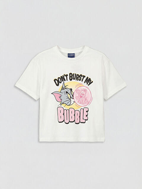 LCW Kids Bisiklet Yaka Tom ve Jerry Baskılı Kız Çocuk Tişört - S6OE53Z4-R9J