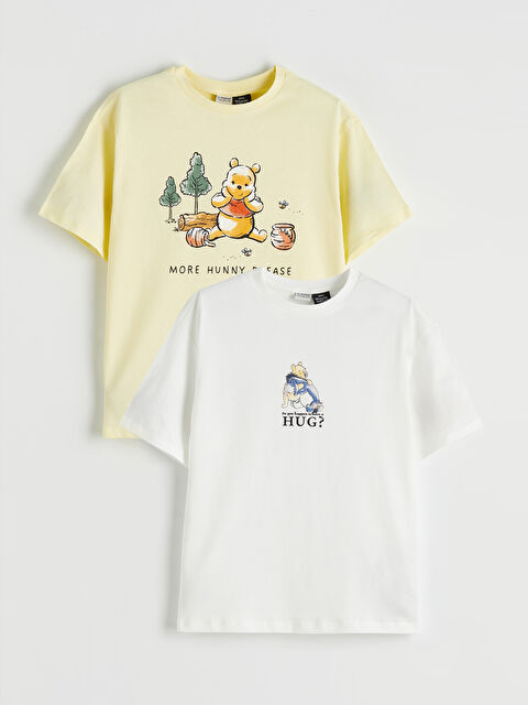 LCW Kids Winnie the Pooh Baskılı Kız Çocuk 2'li Tişört - S6OE62Z4-R9J