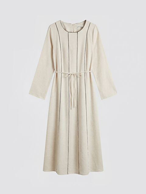 LCWAIKIKI Classic Bisiklet Yaka Keten Karışımlı A Kesim Elbise - S6OF22Z8-V9H