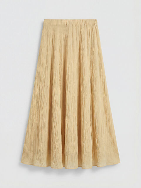 LCWAIKIKI Classic Beli Lastikli Dokulu Şifon Etek - S6OF88Z8-ZVF