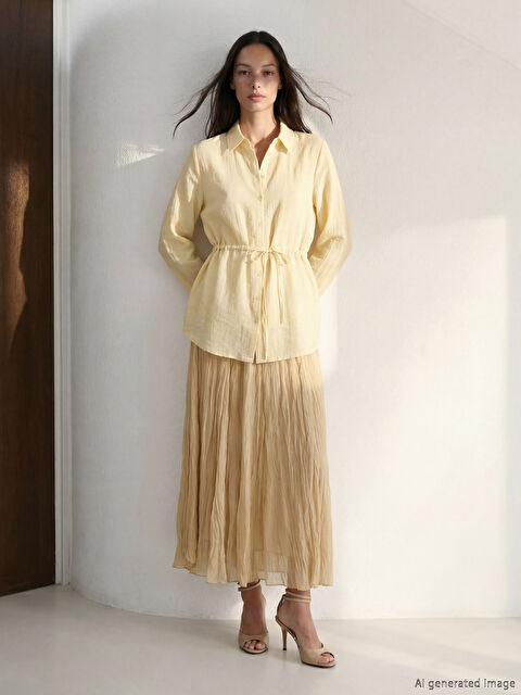 LCW STUDIO Beli Lastikli Dokulu Şifon Etek