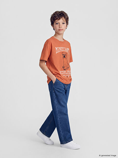 LCW Kids Minecraft Baskılı Erkek Çocuk Tişört