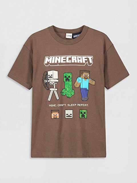 LCW Kids Bisiklet Yaka Minecraft Baskılı Erkek Çocuk Tişört