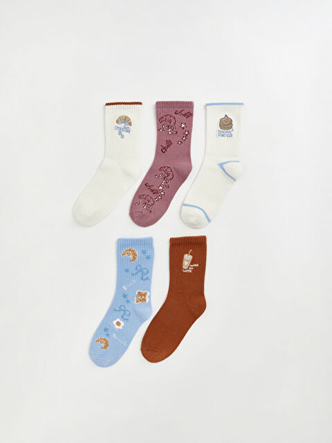 LCW Kids Desenli Kız Çocuk Soket Çorap 5'li - S6OG06Z4-V9H