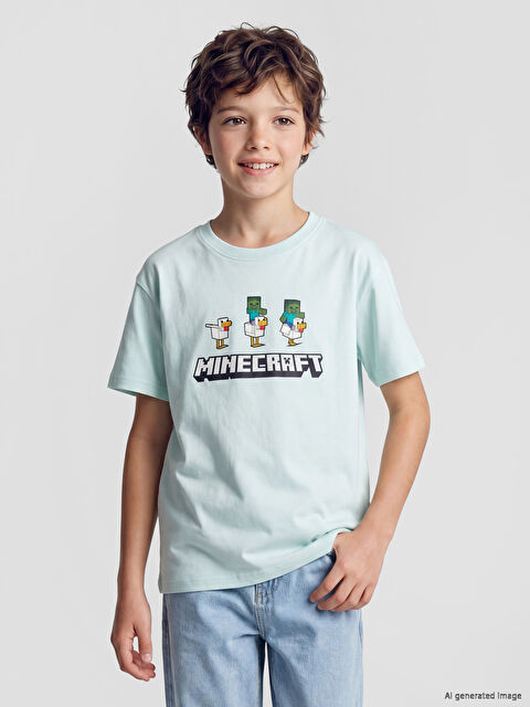 LCW Kids Minecraft Baskılı Erkek Çocuk Tişört