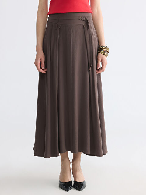 LCWAIKIKI Classic Beli Kemerli A Kesim Pileli Etek