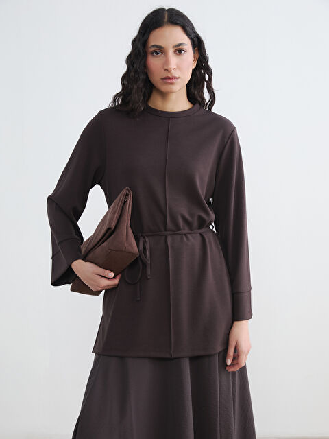 LCW Modest Bisiklet Yaka Kadın Sweatshirt Tunik - S6OG46Z8-HMK