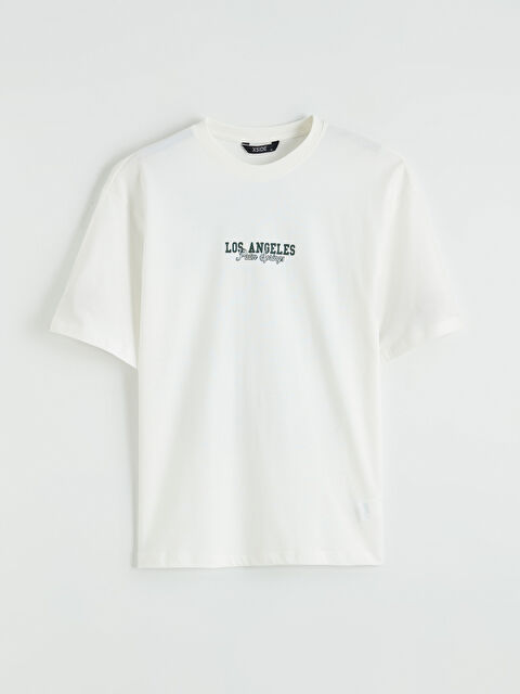 XSIDE Bisiklet Yaka Los Angeles Baskılı Penye Erkek Tişört - S6OG55Z8-R9J