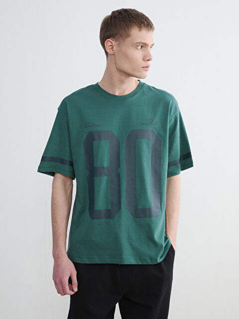 XSIDE Bisiklet Yaka Oversize Baskılı Erkek Tişört - S6OG56Z8-HGW