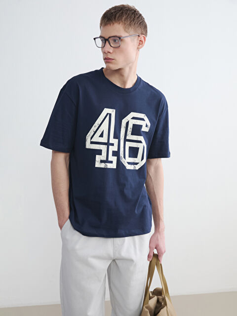 XSIDE Bisiklet Yaka Baskılı Penye Erkek Tişört - S6OG57Z8-HRC