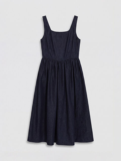 XSIDE Kare Yaka Pileli Jean Elbise