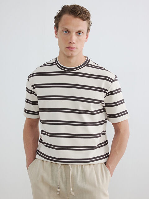 LCW Vision Bisiklet Yaka Çizgili Erkek Tişört