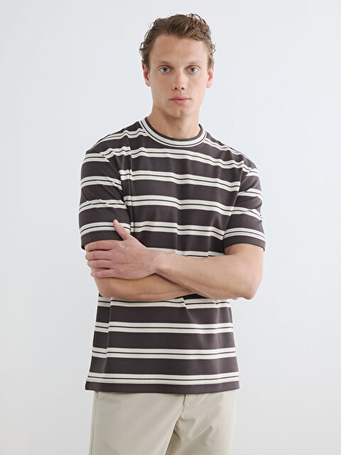 LCW Vision Bisiklet Yaka Çizgili Erkek Tişört