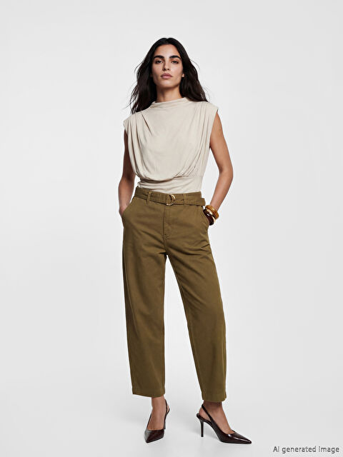 LCW Jeans Beli Kemerli Barrel Fit Kadın Jean Pantolon