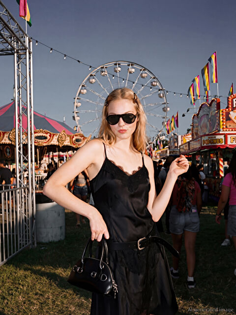 XSIDE Dantel Detaylı İp Askılı Saten Mini Elbise