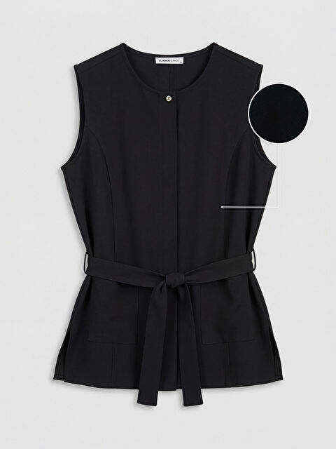 LCW Grace Bisiklet Yaka Beli Kuşaklı Kadın Yelek