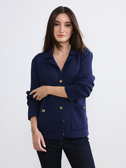 Soulife Polo Yaka Kadın Triko Hırka - S6OH45Z8-CRP