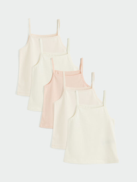 LCW Kids Kare Yaka Kız Çocuk İp Askılı Atlet 5'li - S6OH82Z1-FZX