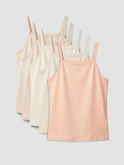 LCW Kids Kare Yaka Kız Çocuk İp Askılı Atlet 5'li