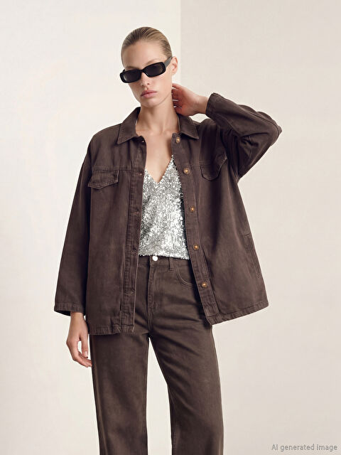 LCW Jeans Gömlek Yaka Kadın Jean Ceket - S6OI10Z8-R3C