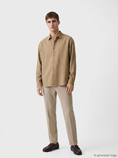 LCW Vision Regular Fit Keten Görünümlü Erkek Gömlek - S6OI35Z8-GUT