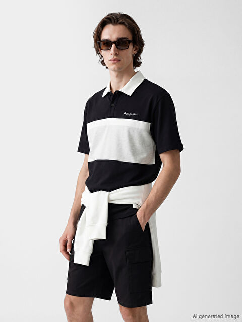 XSIDE Polo Yaka Renk Bloklu Penye Erkek Tişört - S6OI49Z8-CVL