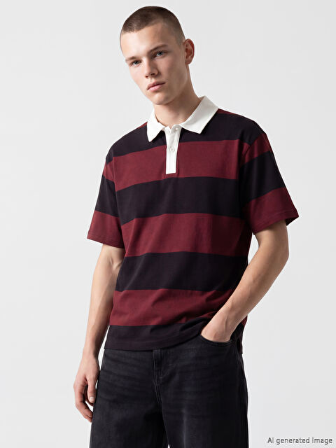 XSIDE Polo Yaka Çizgili Erkek Tişört