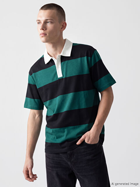 XSIDE Polo Yaka Çizgili Erkek Tişört