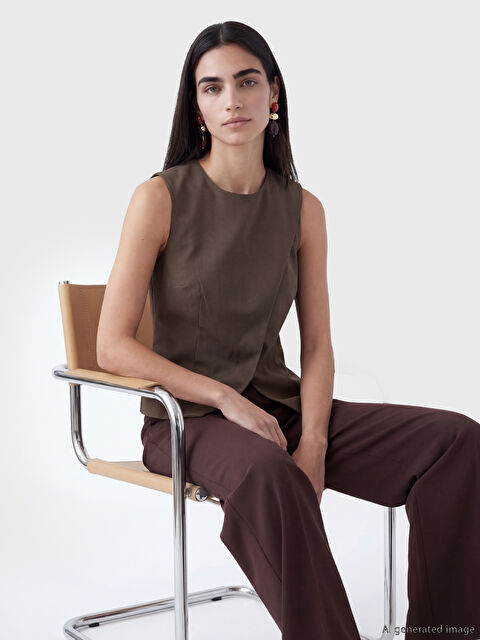 LCW STUDIO Bisiklet Yaka Kadın Klasik Yelek - S6OI96Z8-HDB