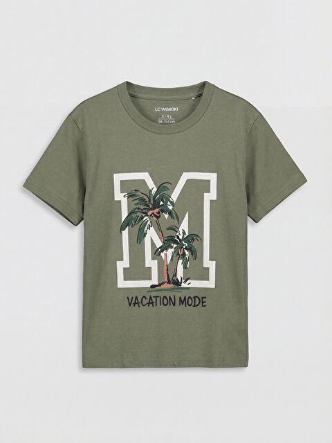 LCW Kids Bisiklet Yaka Baskılı Erkek Çocuk Tişört - S6OJ03Z4-GN2