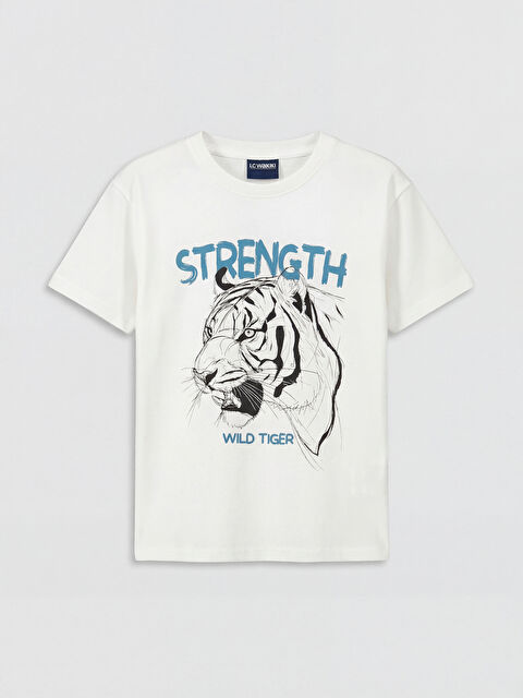 LCW Kids Bisiklet Yaka Baskılı Erkek Çocuk Tişört - S6OJ04Z4-R9J