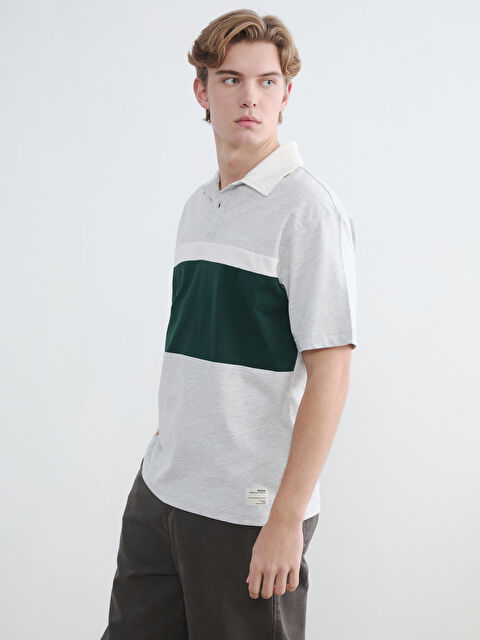 XSIDE Polo Yaka Renk Bloklu Erkek Tişört - S6OJ23Z8-LAL