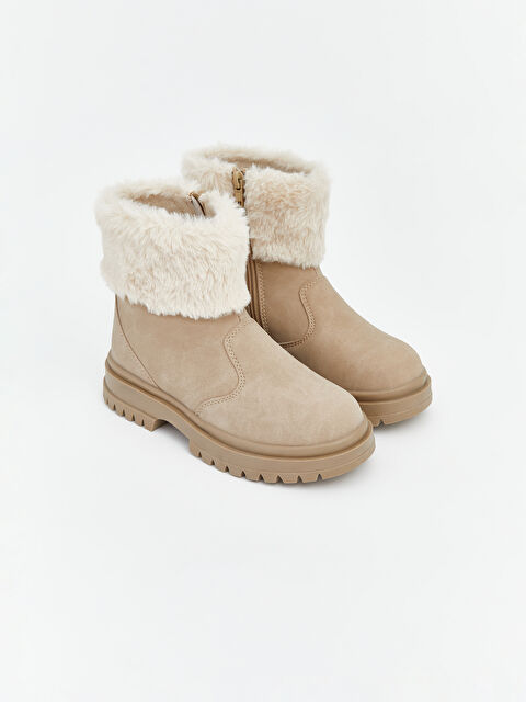 LCW STEPS Fermuarlı Pelüş Detaylı Kız Çocuk Bot - S6OJ28Z4-1SN