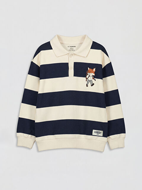 LCW baby Polo Yaka Çizgili Erkek Çocuk Sweatshirt - S6OJ41Z1-LGR