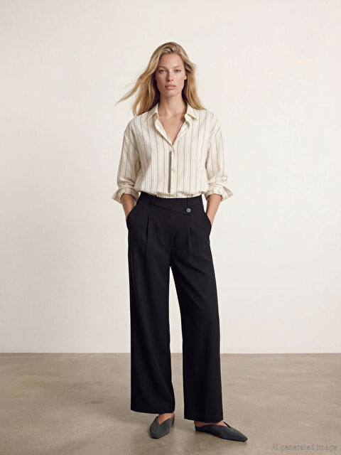 LCW Vision Standart Fit Kadın Pileli Kumaş Pantolon - S6OJ69Z8-CVL