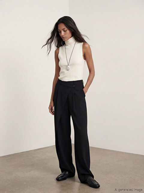 LCW Vision Standart Fit Kadın Pileli Kumaş Pantolon - S6OJ69Z8-CVL