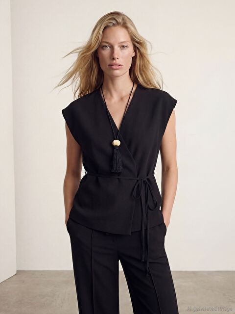 LCW Vision Kruvaze Yaka Kadın Klasik Yelek - S6OJ72Z8-CVL