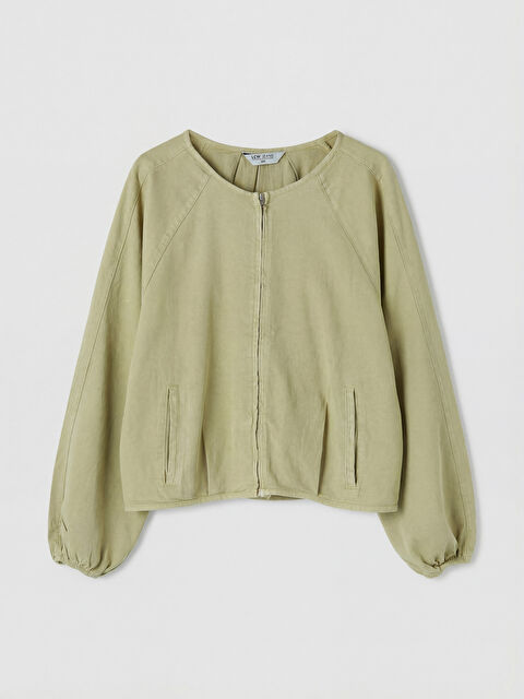 LCW Vision Bisiklet Yaka Crop Kadın Jean Ceket