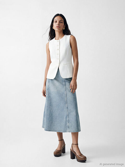 LCW Vision Yüksek Bel A Kesim Jean Etek