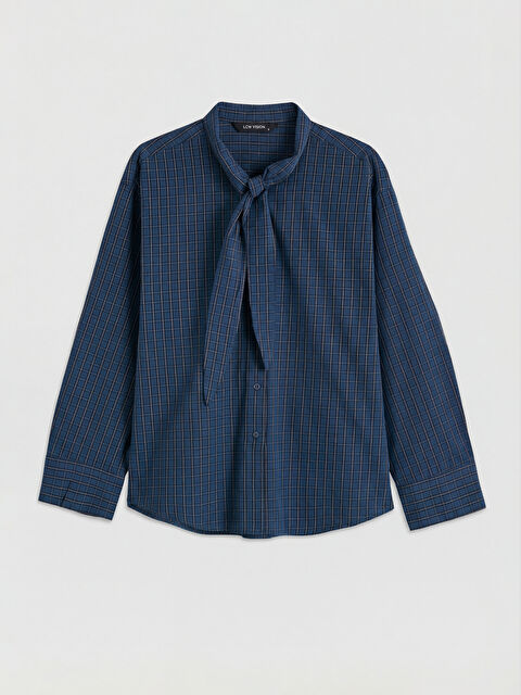 LCW Vision Fular Yakalı Ekose Oversize Kadın Gömlek - S6OK57Z8-LLC