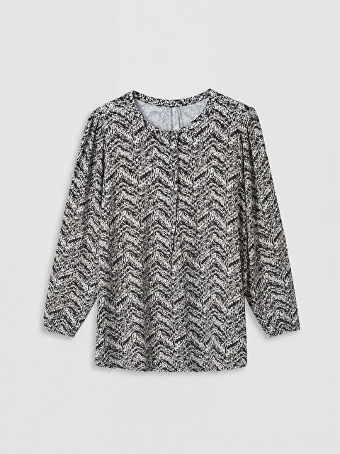 LCW Grace Bisiklet Yaka Desenli Bluz