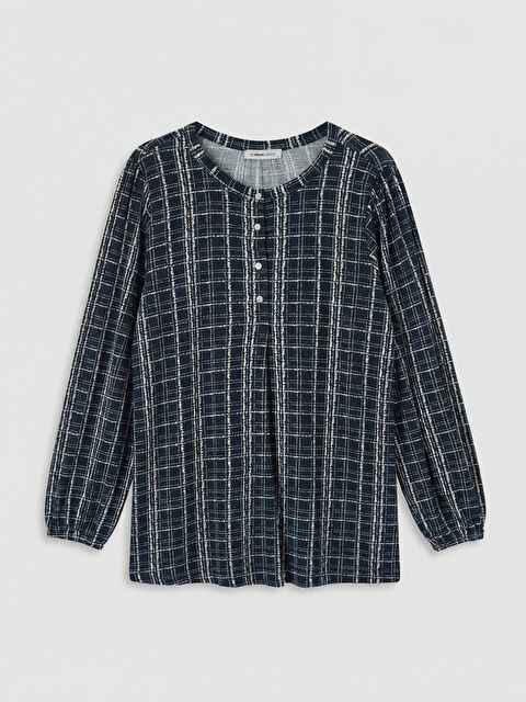 LCW Grace Bisiklet Yaka Desenli Bluz