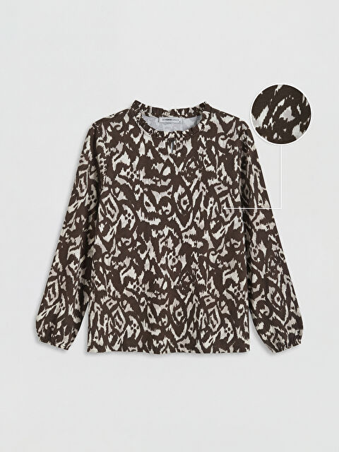 LCW Grace Fırfırlı Dik Yaka Desenli Bluz