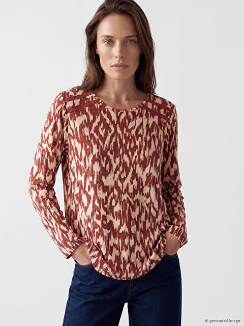 LCW Grace Bisiklet Yaka Desenli Bluz