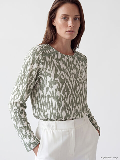 LCW Grace Bisiklet Yaka Desenli Bluz