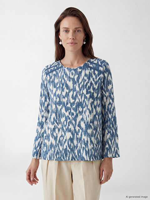 LCW Grace Bisiklet Yaka Desenli Bluz