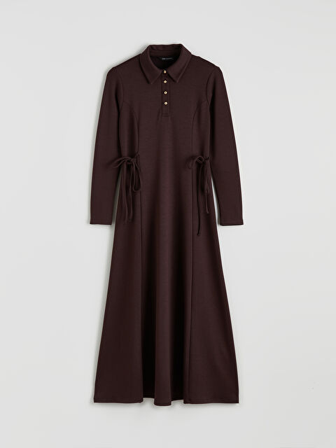 LCWAIKIKI Classic Gömlek Yaka Soft Touch Bağcıklı Elbise - S6OK75Z8-HKM