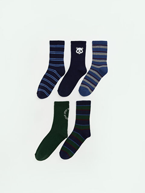LCW Kids Çizgili Erkek Çocuk Soket Çorap 5'li - S6OK82Z4-K00