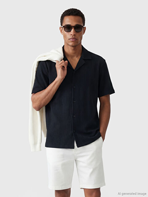 LCW Vision Regular Fit Çizgili Armürlü Erkek Gömlek - S6OK94Z8-RFH